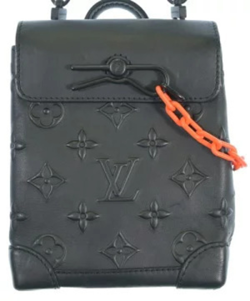 Louis Vuitton Steamer black debossed leather neon orange chain